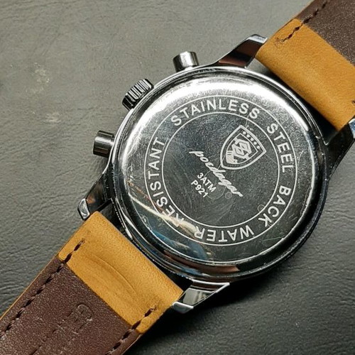 Chronograph watch new with leather strap