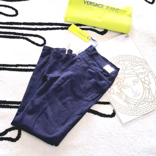 Versace fitted cotton leggings new, blue sz28-30 with nylon pouch