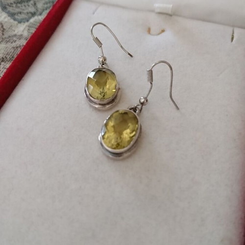 Silver earrings with oval natural citrine stones like new