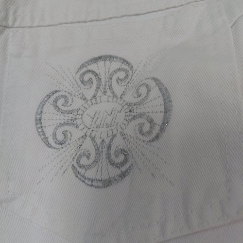 Denim vest like new with silver embroidery, crop, size S