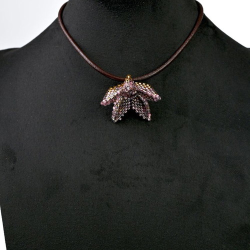 Necklace with unique purple and gold flower custom made