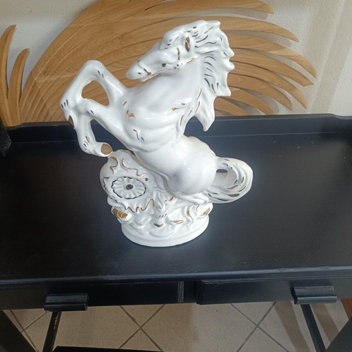 Vintage porcelain horse figurine used, decorative 37×25 cm
