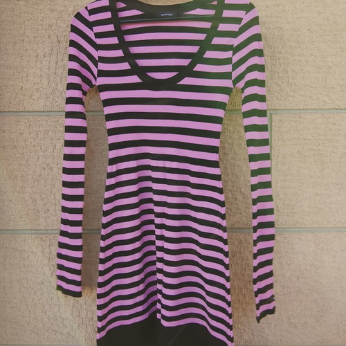 Denny Rose long-sleeve dress, black and pink, size XS-S