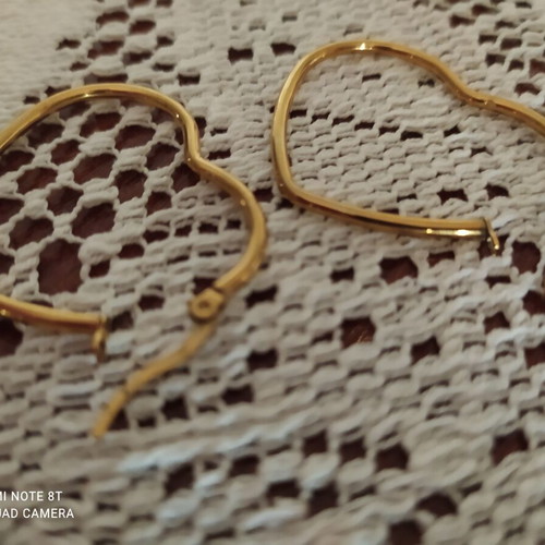 Heart earrings like new, gold color, steel, 3.5x3 cm