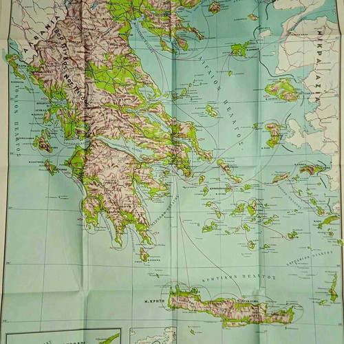 Map of Greece political - physical like new (Rekou edition)