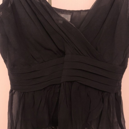 Naf Naf black bustier top with side zipper, wrap style