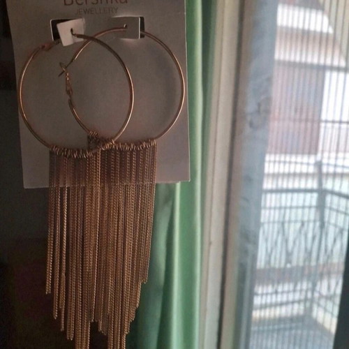 Bershka gold earrings with chain fringe new