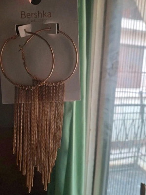 Bershka gold earrings with chain fringe new