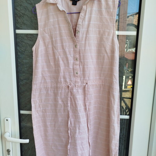 Esmara linen dress like new, striped fabric with waist cord, size M