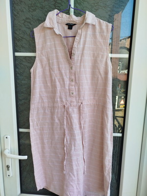 Esmara linen dress like new, striped fabric with waist cord, size M