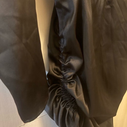 Midi satin dress new, adjustable gathers, black, size M