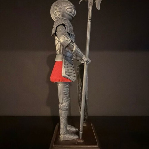 Vintage Medieval Metal Knight 28cm with Shield and Halberd like new
