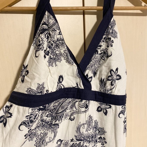 Zara maxi dress like new, white with blue patterns, cotton