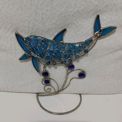 Stained glass dolphin like new handmade decoration