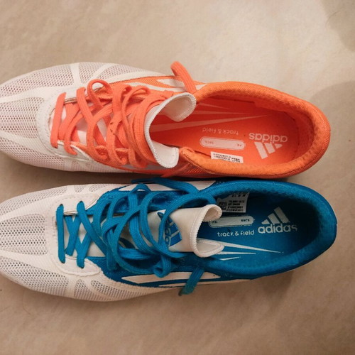 Adidas track spikes like new, white-blue & white-orange, size 39