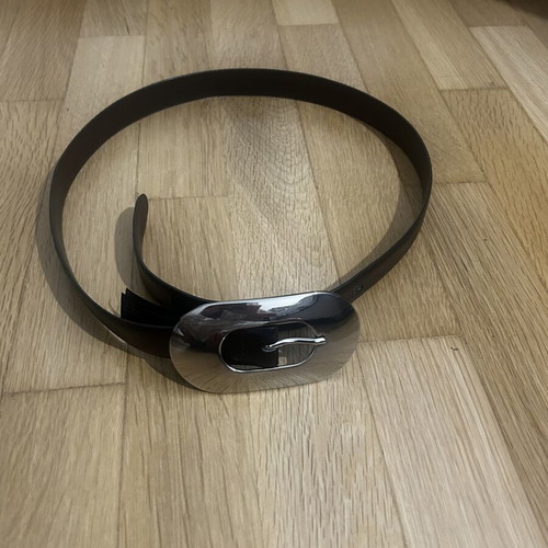 Belt dark brown like new with silver buckle size 100
