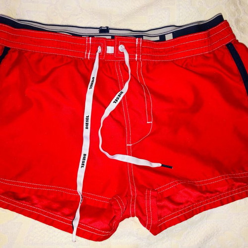 Diesel swim shorts like new, red, quick-dry fabric with bandage