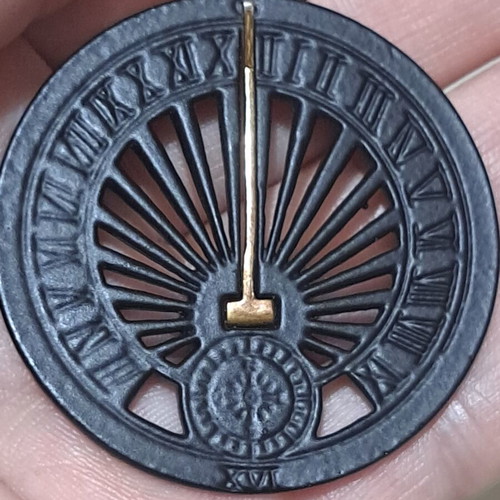 Vintage round pendant black with gold detail like new