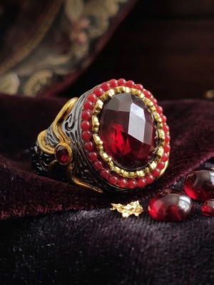 Men's ring with large red stone