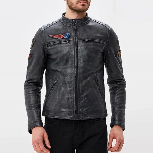 Superdry 111740 leather jacket with lining like new, size M-L, gray