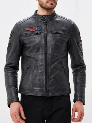 Superdry 111740 leather jacket with lining like new, size M-L, gray