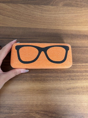 Unisex glasses case orange with glasses design like new