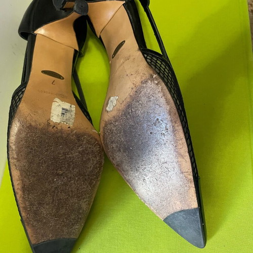 Kalogirou black patent leather pumps with mesh, like new, size 38 EU