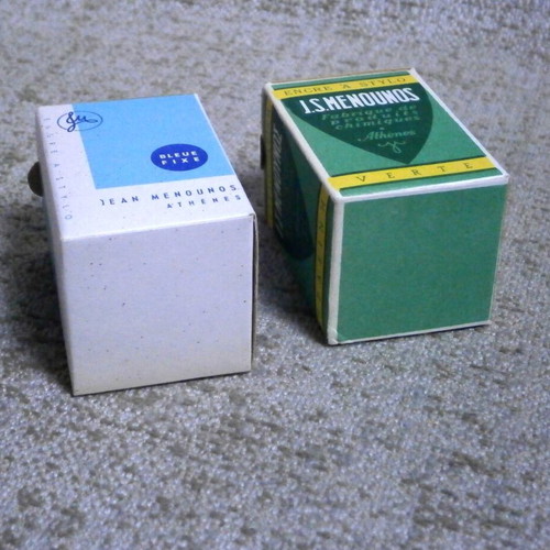 Menounos fountain pen ink cyan and green new, pack of 2 vintage