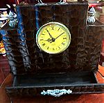  Vintage επιτραπέζιο Ρολόι με συρτάρι και μεταλλικές φιγούρες αλόγων και λεπτομέρειες  (Vintage Desktop Clock)...(Πληροφορίες απόκτησης σε μἠνυμα)