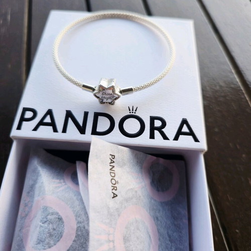 Pandora Moments Bright Snowflake mesh bracelet silver new