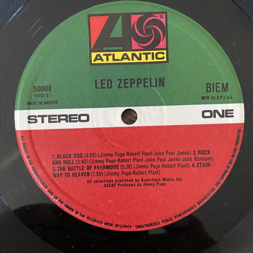 Led Zeppelin IV Vinyl record near mint, 1st Greek press 1971