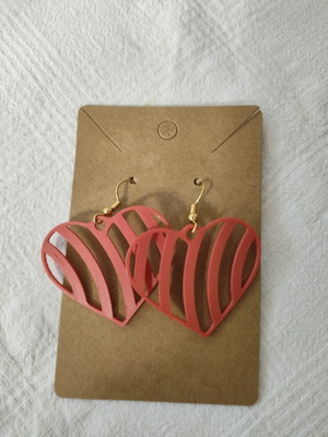 Heart-shaped earrings 3D printed, made to order