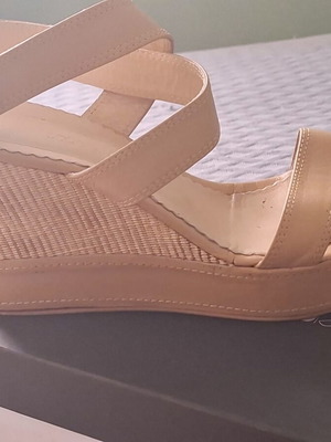 Harris platform sandals like new, high, beige, leather and straw sole, size 40
