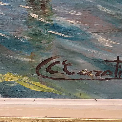 Carlo Casati Seascape Painting like new with Handmade Frame