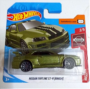 Hot Wheels  Nissan Skyline GT-R R34 1/64 πράσινο άριστη καρτέλα