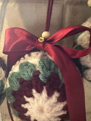 Christmas handmade balls set of 4 made to order with crochet