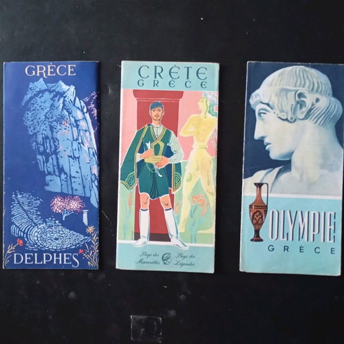Promotional brochures used, pack of 3, Crete, Olympia, Delphi