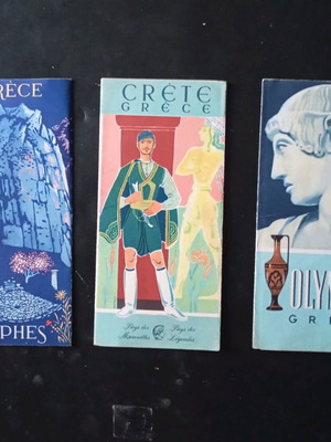 Promotional brochures used, pack of 3, Crete, Olympia, Delphi