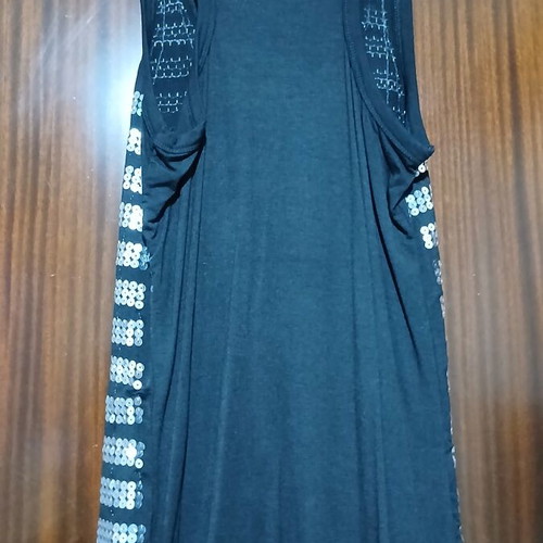 JKY Collection Black Sleeveless Top with Silver Sequins, Like New