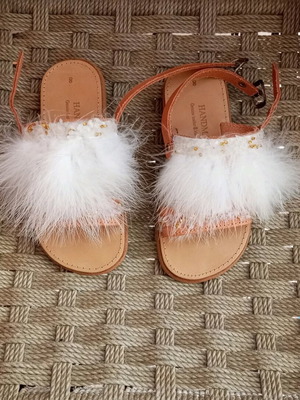 Handmade Greek children's shoes new, size 8, beige