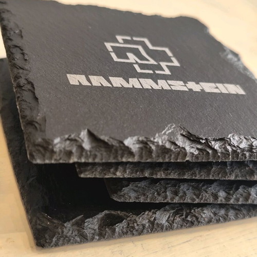 Stone coasters set of 4 new slate with Rammstein design 10x10cm