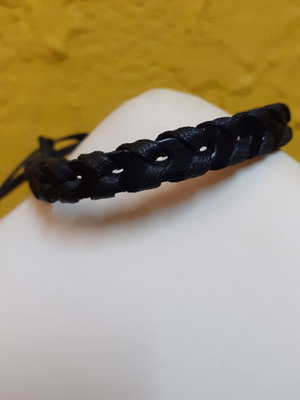 Leather bracelet black braided, new