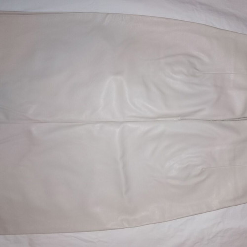 Leather midi skirt beige with pockets, size small, like new