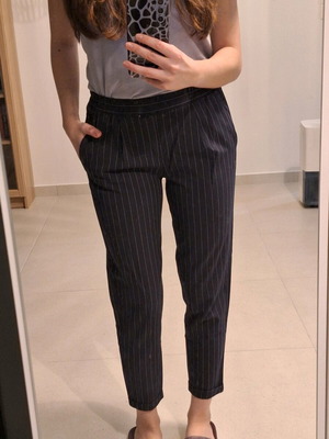 Bershka black striped office trousers like new, size S