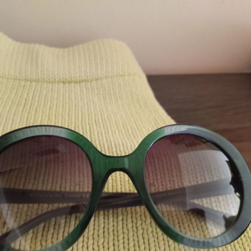 Rebecca Blu sunglasses with oval gradient lenses, deep cypress color