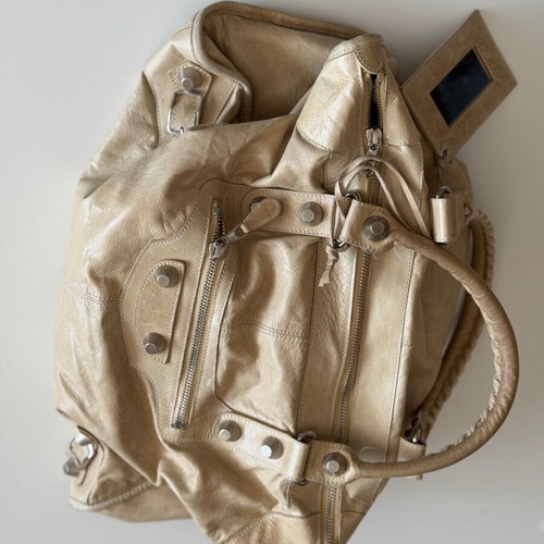 Balenciaga City Bag used, beige shoulder bag with soft leather