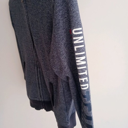 Okaidi kids unisex hoodie cardigan used, gray, size 140 cm