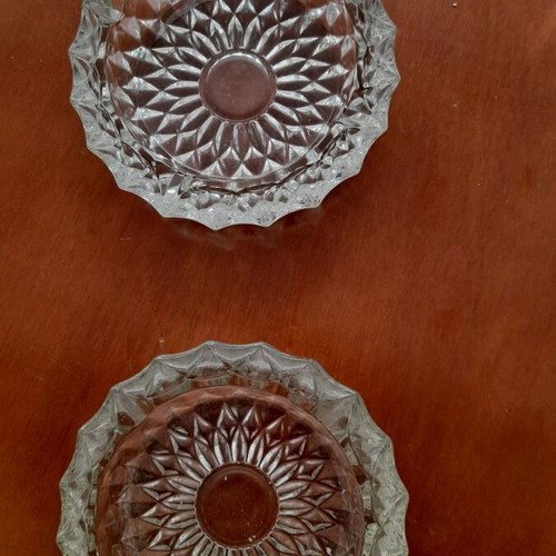 Vintage big heavy crystal ashtrays like new, set of 2