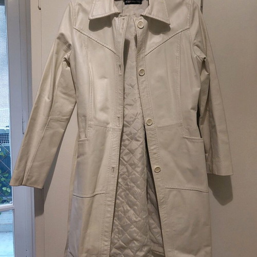 BSB leather coat white like new, size S
