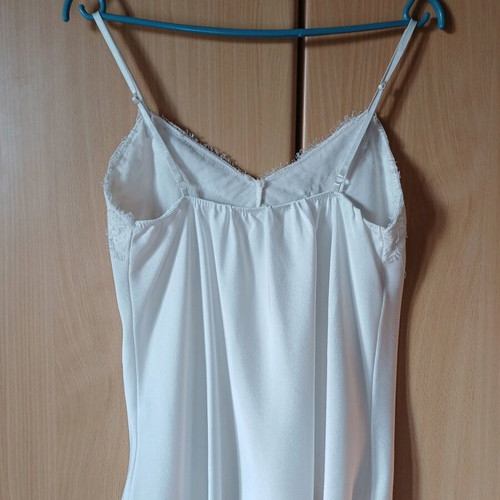 Women's lingerie top used, white crepe with lace detail